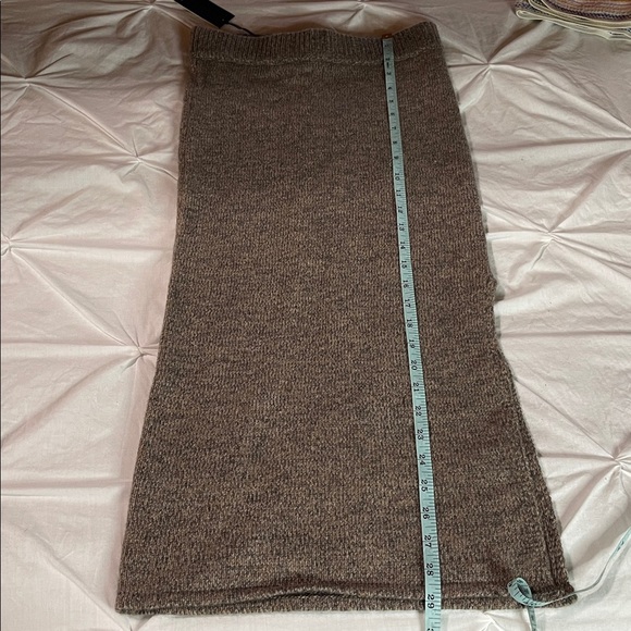 NWT Monrow x Revolve Cashmere Wool Blend Pencil Skirt in Brown/Taupe - Picture 10 of 10